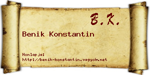 Benik Konstantin névjegykártya